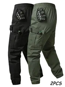 Men's Tactical Work Pants Set, Waterproof Rip-Resistant Fabric, Multi-Pocket Design, Elastic Waist Cuff, Durable for Outdoor Hiking Camping Fishing Construction