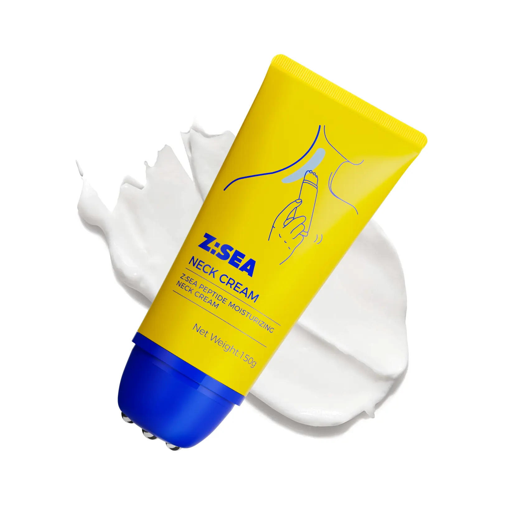 Z:SEA Neck Cream, Peptide Moisturizing Cream for Neck Firming and Tightening,   Lifting, and Wrinkle Reduction with Gua Sha Roller, 5.29 fl. oz.