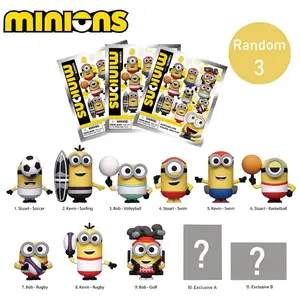 L-Minions Officially Licensed Mystery Box The Rise of Gru 3D Foam Bag Clip-Pack Surprise Figural Doll Key Chains Keyring Random One Figurine Gift for Chrismars for Family Friends