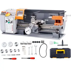 Benchtop Metal Lathe Machine, 7.87''x13.78'' Precision Power Lathe, 600W Brush Motor with Metal Gears, 50-2500 Continuous RPM, Tool Box Included for Precision Parts Processing, Benchtop Lathe