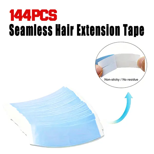 3-Inch Pre-Cut Curved Mounting Tape Strips, 144Pcs Salon-Grade Strong-Hold Seamless Double-Sided Adhesive, Skin-Friendly No-Residue Wig Accessory for Lace Front Wigs, Human Hair Wefts