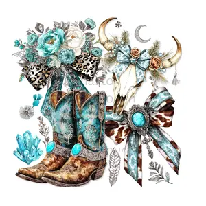 Western Boots Coquette - Western Design - Bows - DTF Transfer- Direct to Film Transfer - This is Not a Physical or Digital Product