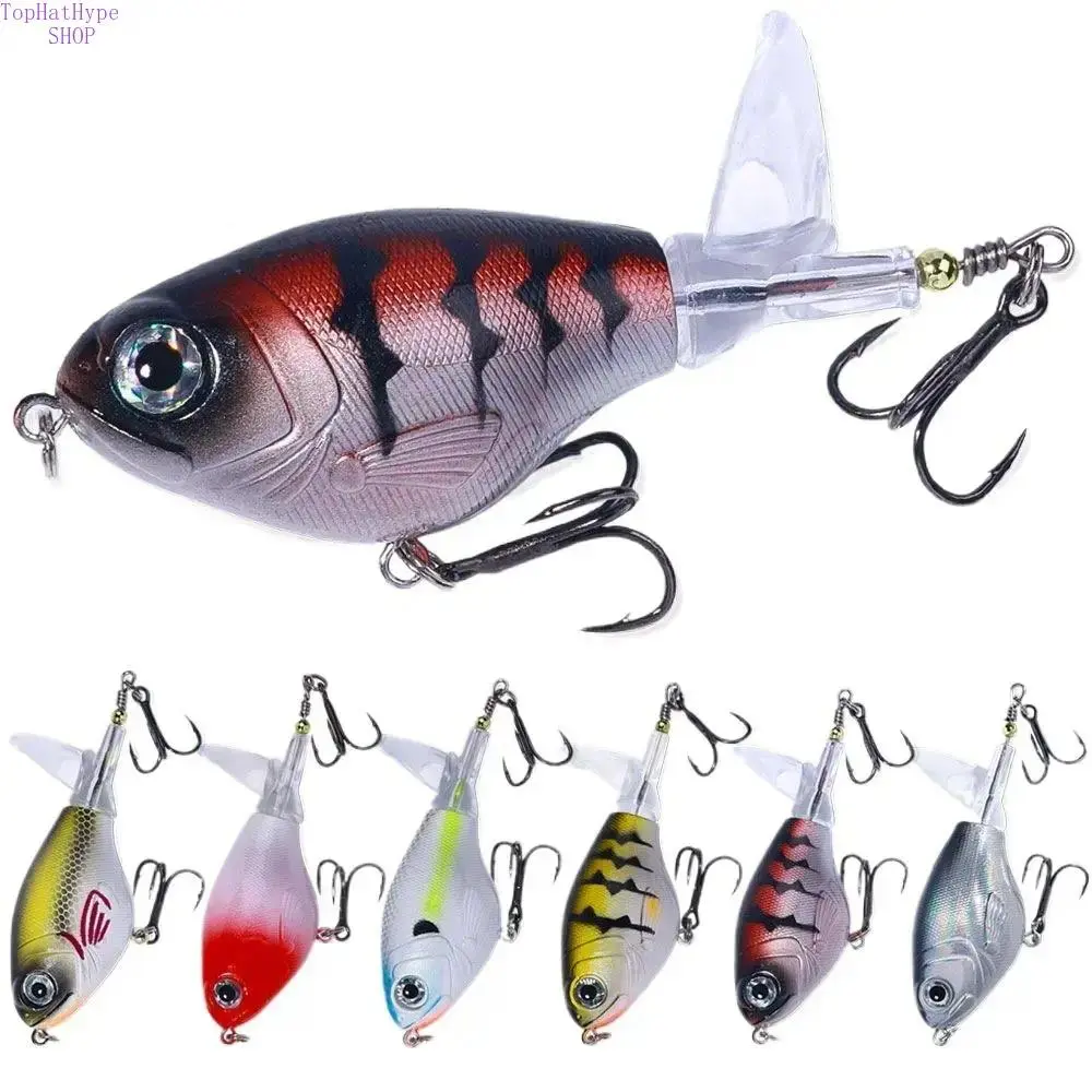 6-Piece Topwater ABS Hard Bait Set with Floating Rotating Tail, 3D Eyes & Sharp Treble Hooks for Freshwater Bass Fishing, Fishing Lure Kit, Plastic, Lures, 8.2Cm, 11.4G, Effective Lures, Life-Like Motion, Abs Plastic, Floating Tail Simulation, Precision H
