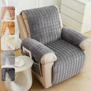 Soft Quilted Couch Cover for Recliner & Armchair, Thick Velvet Sofa Cover, Anti-Slip Pet-Friendly Chair Cover, Machine Washable Living Room Sofa Cushion, Cozy Home Decor, Washable Sofa Slipcover, Washable Couch Covers