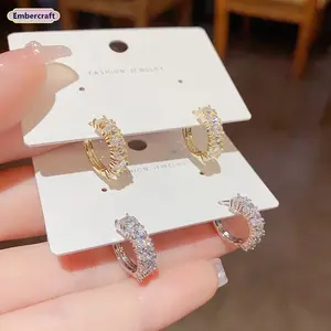 Sparkling Zircon Stud Earrings for Women, Dainty Crystal Huggie Earrings, Minimalist Elegant Fashion Jewelry for Daily Wear, Party, Date Night and Gift