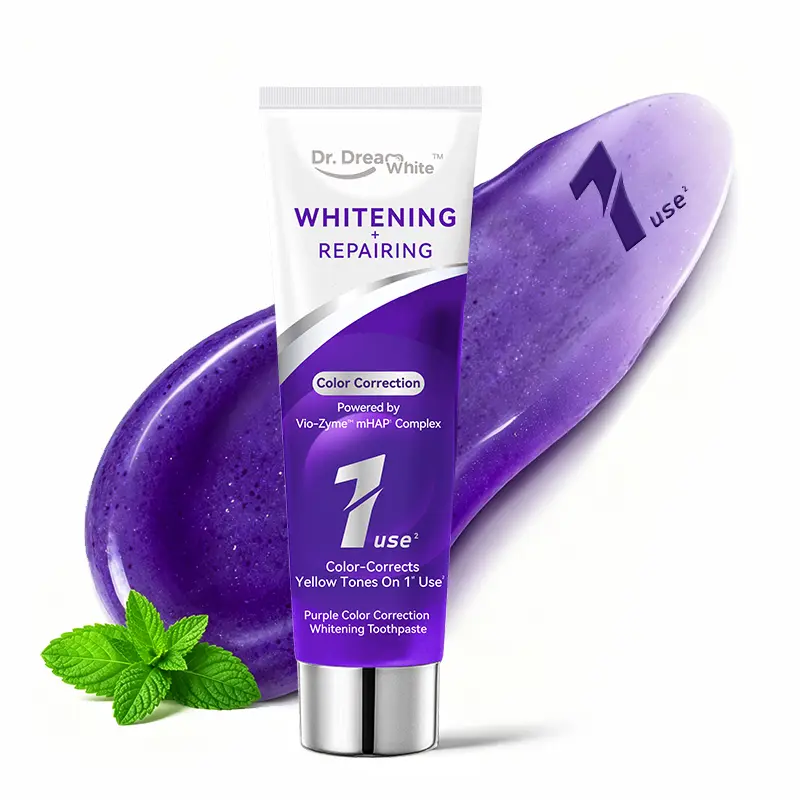 Dr.DreamWhite Purple Color Correction Whitening Toothpaste | Upgraded Purple Formula with Xylitol & Nano-hydroxyapatite | Long-Lasting Freshness | Peroxide-Free | SLS-free | Anti-Stain