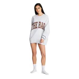 SOLD OUT!!! Authentic Women's THE BAR XL Light Heather Grey Chocolate Varsity Sweatshirt Pullover Womenswear Hoodie Long Sleeve Crewneck Tops