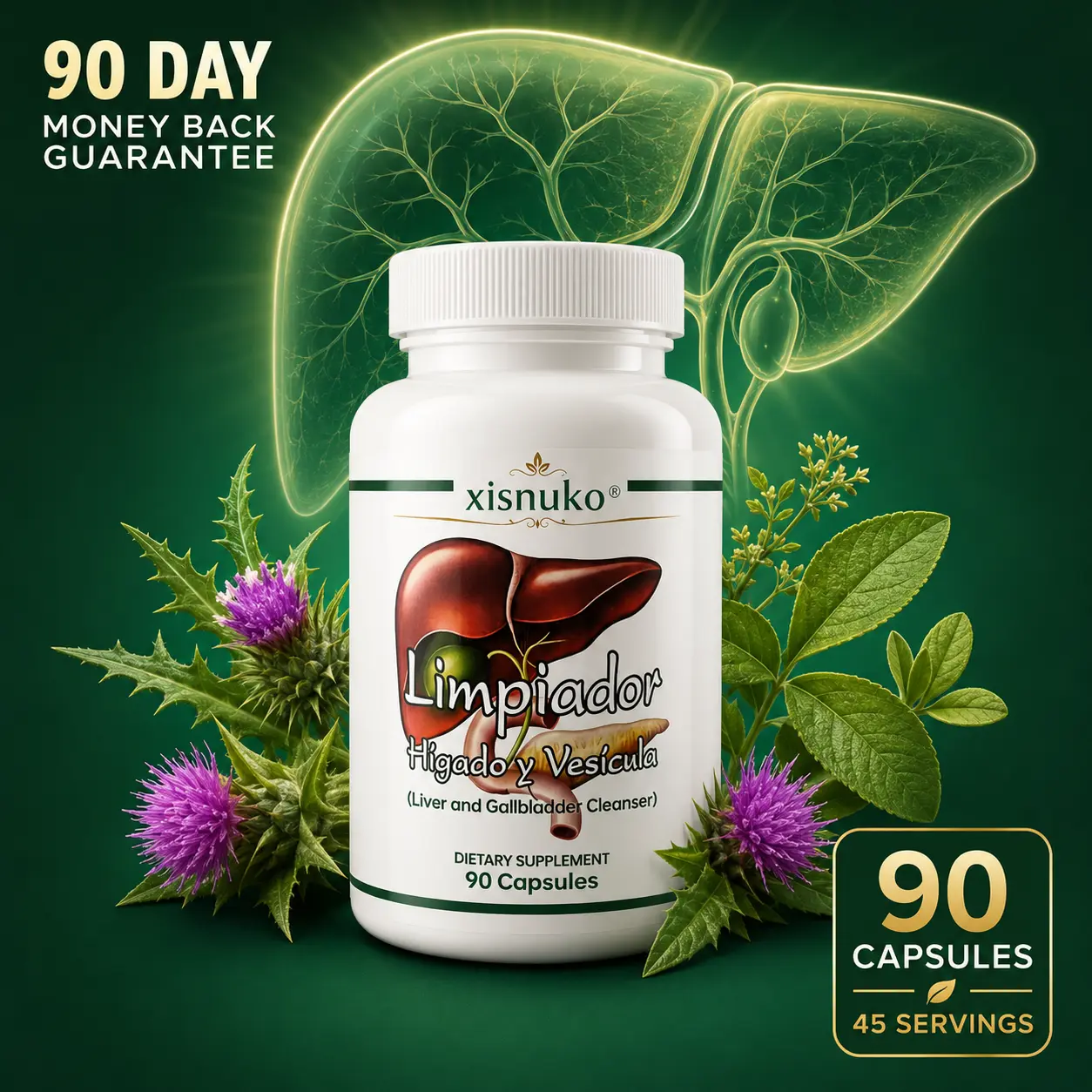 Natural Liver Support Supplement-Liver Support Supplement with Milk Thistle & Boldo Extract, Herbal Liver Health Formula, 90 Capsules gado y f limpiador h