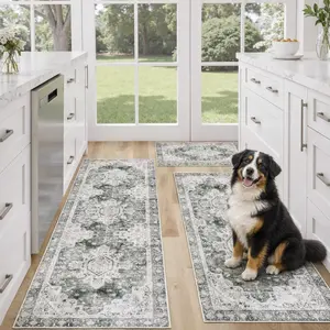 Boho Kitchen Rug Set of 3 – Non-Slip Washable Kitchen Rugs, Anti-Fatigue Cushioned Mats, Soft Standing Comfort, Perfect Thickness, Farmhouse Kitchen Floor Decor