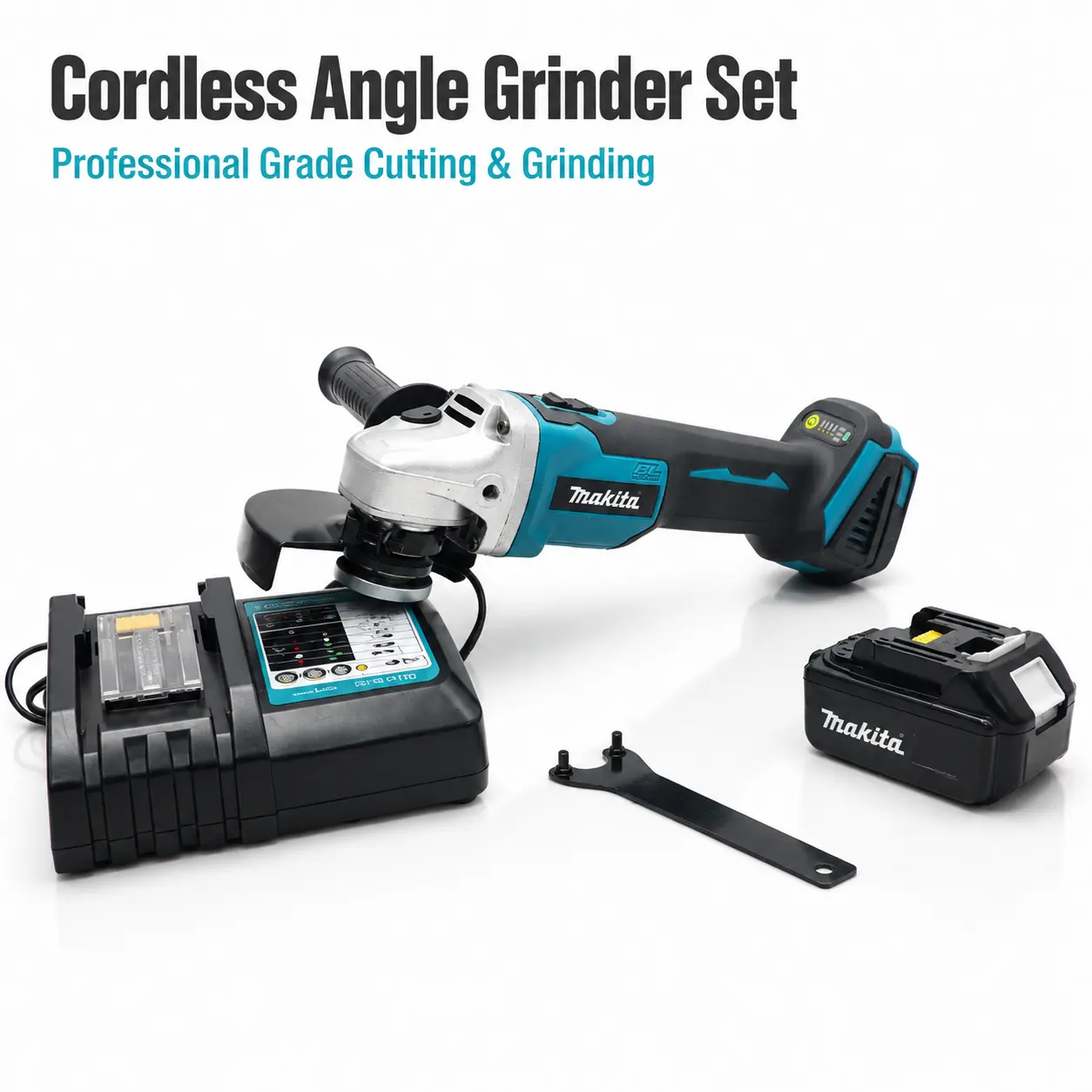 Makita DGA404 Cordless Brushless Motor Angle Grinder, 10000 RPM High-Speed Motor, Ratchet Wrench, Precise Control, Nut-Busting Torque, Magnetic Mount, Heavy-Duty for Cutting/Grounding, Portable Hand Tool Accessory Pack, 10000Rpm