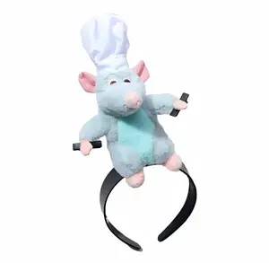 Cute Mouse Plush Headband - Ratatouille Hairband, French Wide Brimmed Design, Soft Plush Material, Perfect for Girls, Unisex