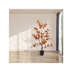 1Pack Autumn Eucalyptus Artificial Tree  3ft Fake Eucalyptus Plants Fall Eucalyptus Tree Autumn Ficus Fall Tree Artificial Silk Plants For Patio Porch Home Garden Indoor Outdoor Decor 90cm Decorative Fruit Box Decoration