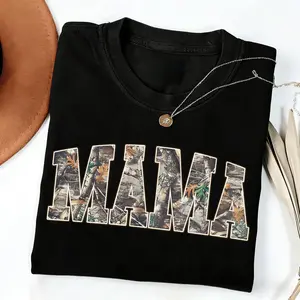 Hunting Mama T-Shirt, Camo Mama Shirt, Mother's Day Gift, Camouflage Mama T-Shirt, Varsity Mama Shirt, Retro Mam Shirt