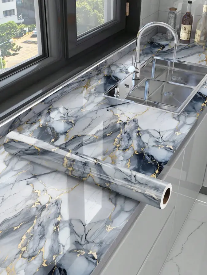 Marble Pattern Self Adhesive Contact Paper Kitchen Wall Cabinet Countertop Decorative Film