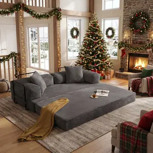 [Huge Bonus Gift] OOSWIFT 5-in-1 Folding Cloud Sofa Bed 81" – Ultra-Soft Corduroy, Thick Sponge Cushion, Convertible Floor Couch & Mattress, Small Space Essential, Holiday Must-Have