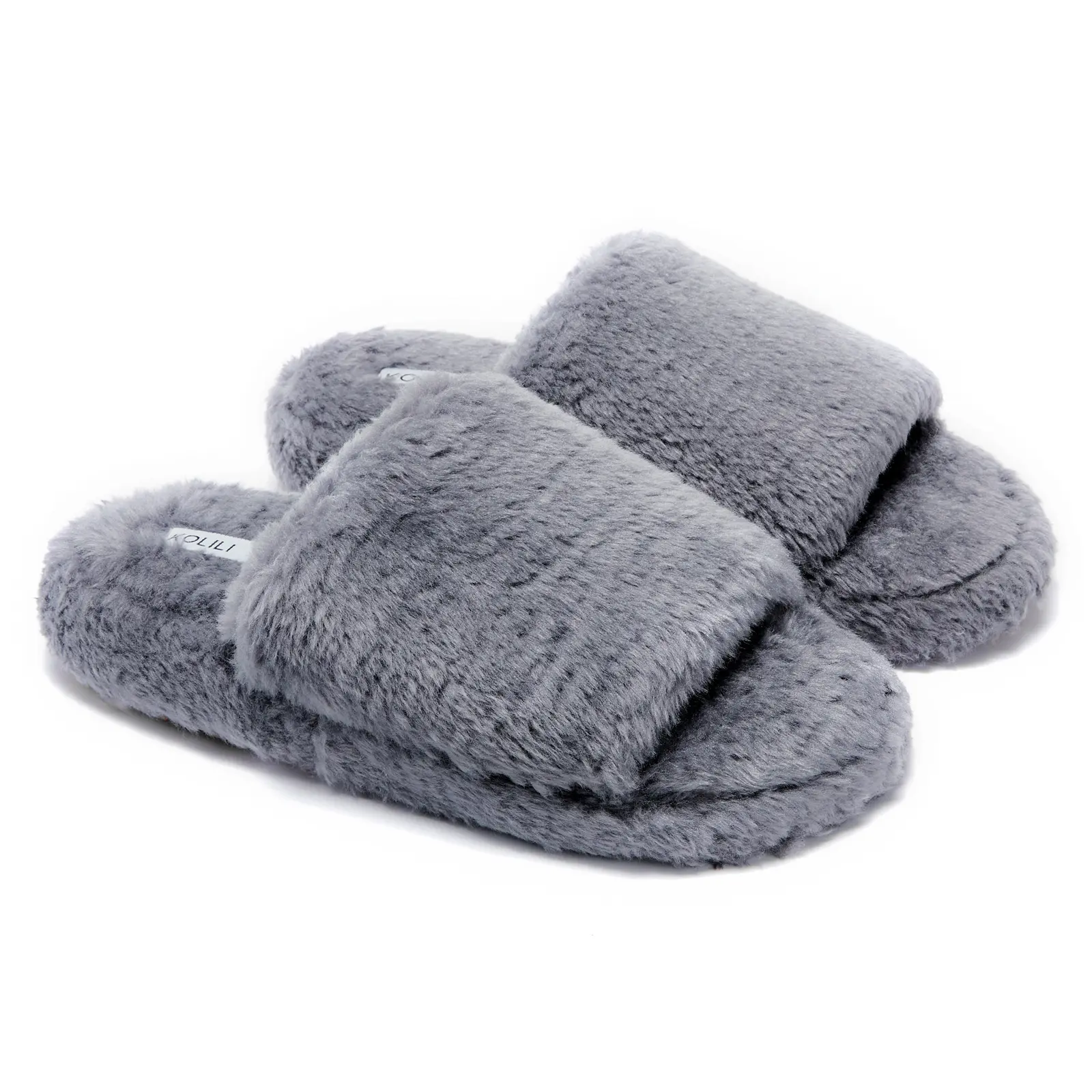KOLILI Women's Open Toe Home Slippers, Fluffy Cross Band Sandals with Comfortable Plush Lining and Anti-Skid Sole, Anti-Skid Women's Home Slippers, Fur Slippers tiktokshopbacktoschool