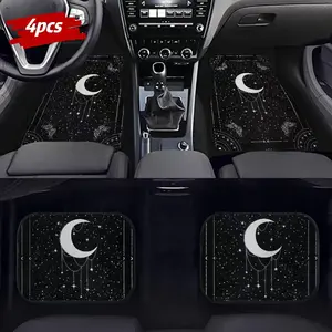 4pcs Moon Butterfly Pattern Car Mats, Car Interior Accessory, Car Accessories, Suitable for Most Front and Rear Seat Carpets, Interior Protection Decor, Perfect Gift for Mother's Day, Father's Day, Valentine's Day