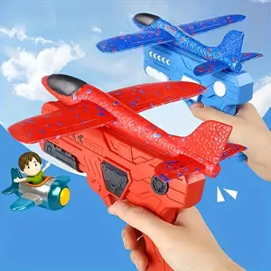 Foam Airplane Launcher Toy, Hand-Launched Glider Model Aircraft, Outdoor Flying Sports Toy for Kids
