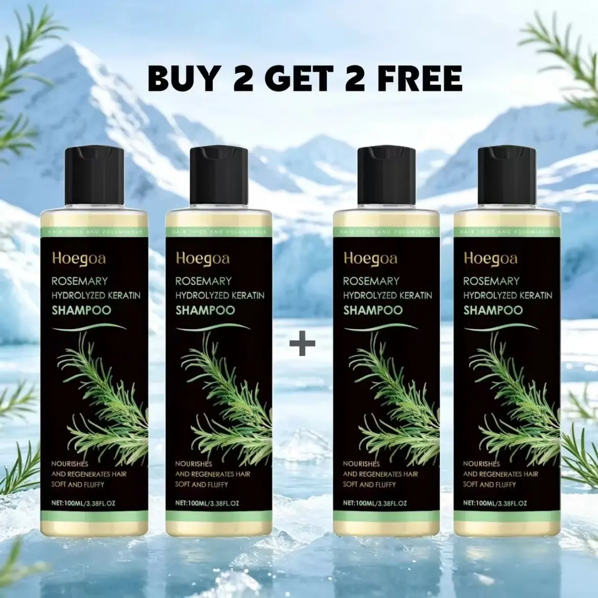 [BUY 2 GET 2]100mL Organic Rosemary Keratin Shampoo with Vitamin C - Boost Hair Growth, Control Oil & Dandruff, Soothe Scalp Irritation, Restore Glossy Hair Glow, Frizz Control Anti‑Frizz Haircare, Anti Frizz Shampoo, Adults
