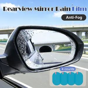 4 Counts Car Rearview Mirror Film, Anti Fog Glare Rainproof Waterproof Durable Nano Coating Protective Film