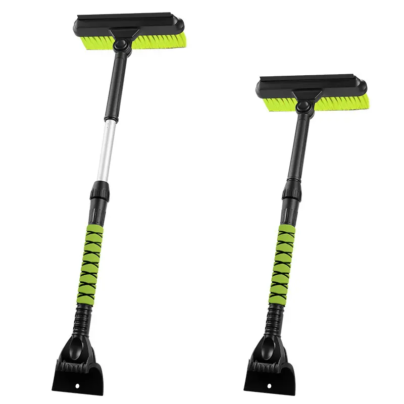 Heavy Duty Car Windshield Ice Scraper with Snow Brush, 21.3"-31.8" Extendable Handle with EVA Foam Grip & Buckle, Durable Black Automotive Accessory, Dad Father's Day Gift