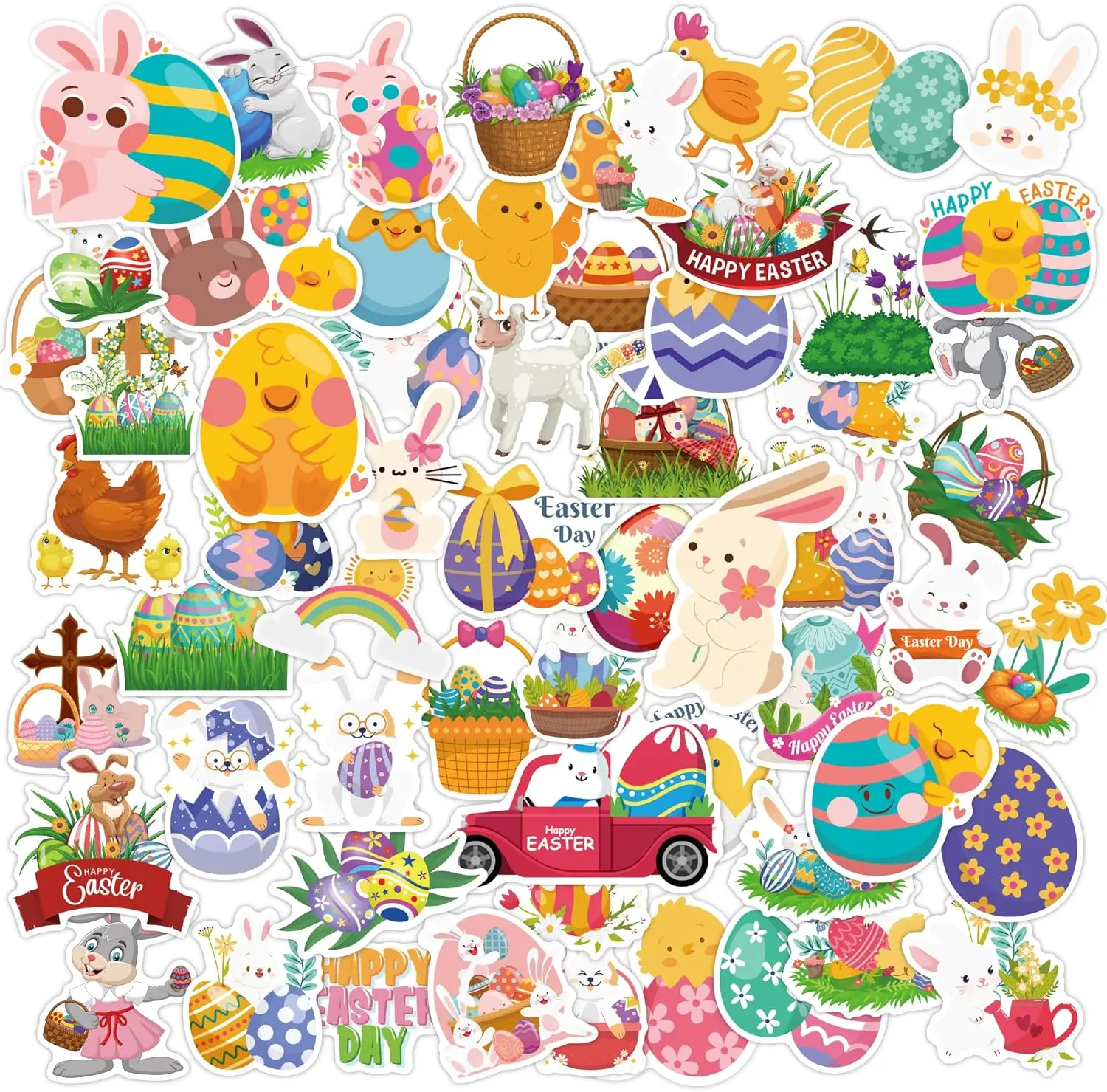 Easter Stickers | 120 PCS Egg Bunny Stickers for Kids -Easter Egg Stuffers - Vinyl Easter Games Crafts Activities Party Favors Basket Stuffers - Kids Gifts for Boys Girls