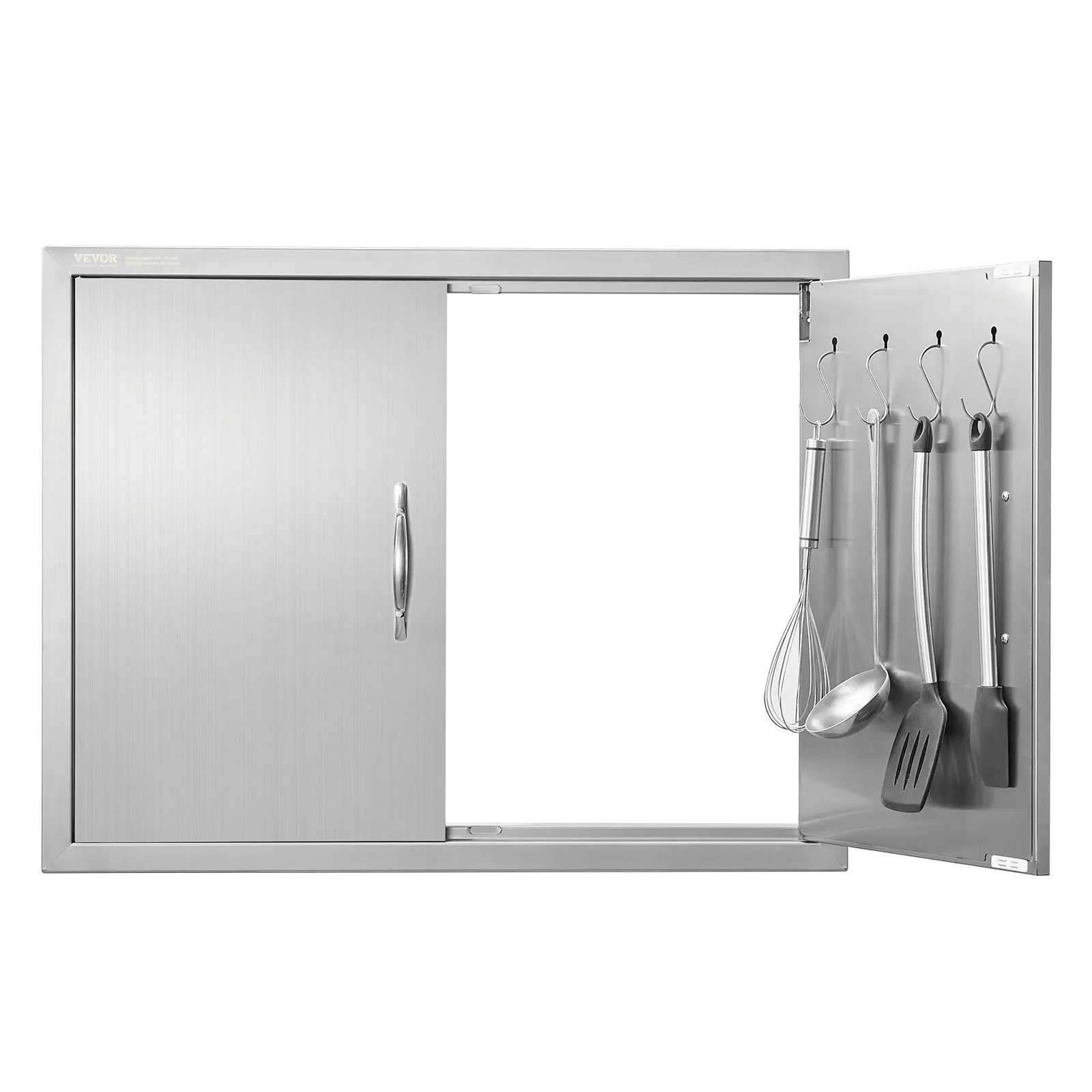 【Summerfinds】VEVOR Stainless Steel Flush-Mount BBQ Access Door (31W x 24H in/787x609x46 mm), Double-Wall Vertical Door with Adjustable Handle, Storage Hook, Easy-Install Rat-Proof Outdoor Kitchen Cabinet Accessory for BBQ Island, CAD Template Included