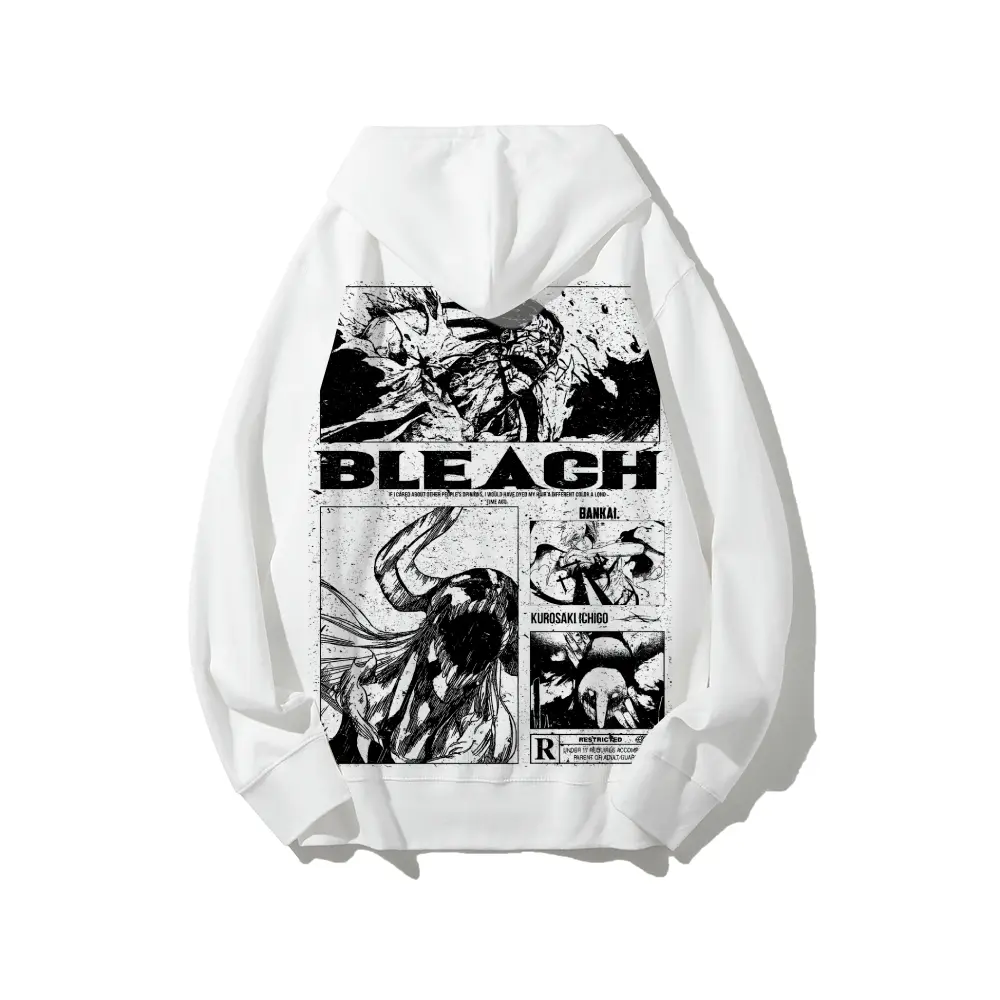 Unisex Bleach Kurosaki Ichigo Hollow Mask Zangetsu Hoodie - Cotton Heavyweight Pullover Tops, Comfortable Long Sleeve Breathable Sweatshirts, Streetwear Fan Essential Gift