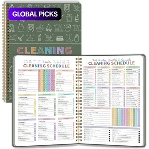 Adult Women's ADHD Cleaning Plan, Cleaning Schedule and Checklist Notebook, Daily, Weekly, Monthly Schedule Home Cleaning Checklist Spiral Bound Planner, Green