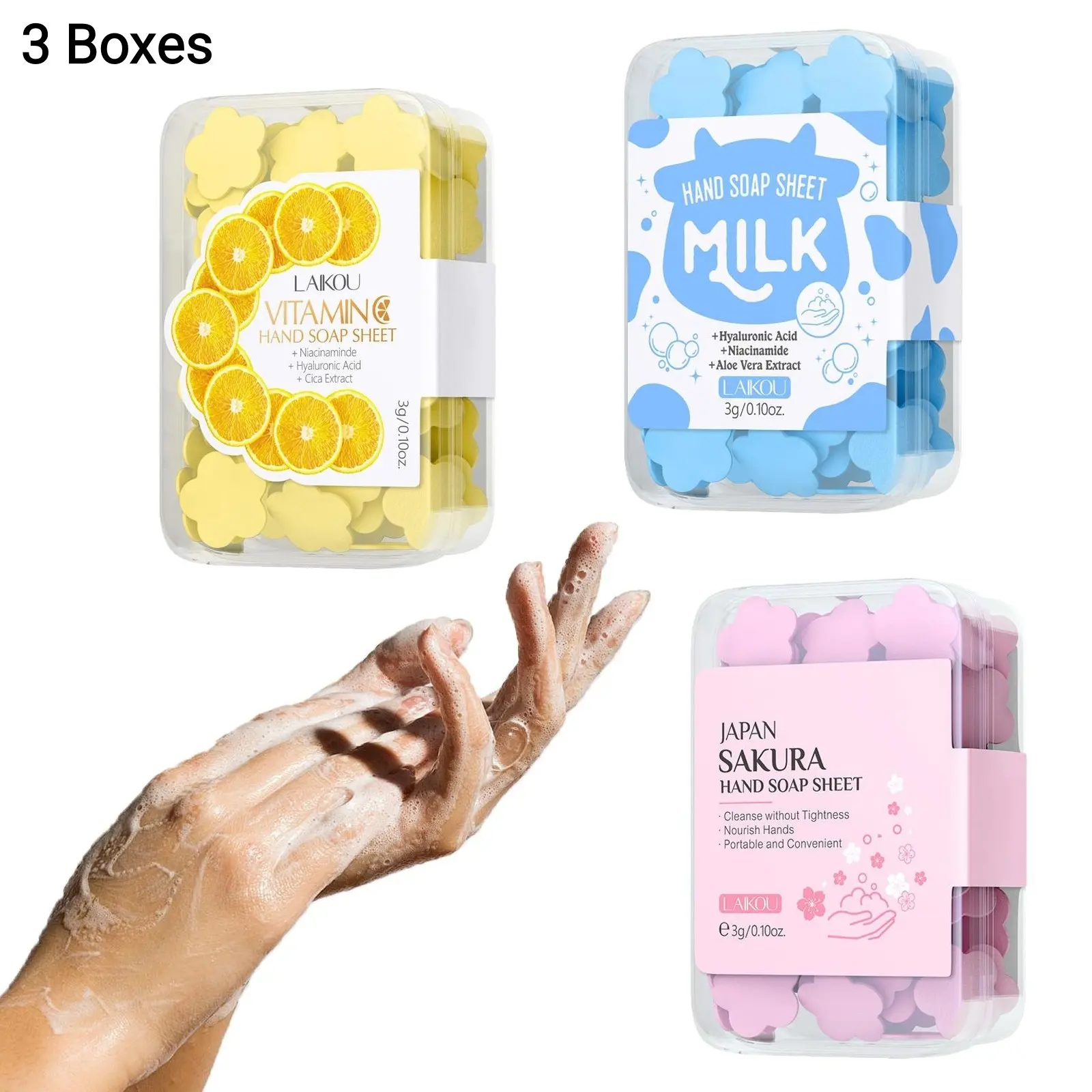 Portable Soap Sheets Hand Soaps Disposable Hand Wash Paper Gentle Cleansing Vitamin C Milk Moisturize Skin Quick Dissolve Soap Cleanser Hand Cleaning Product for Travel Camping & Outdoor