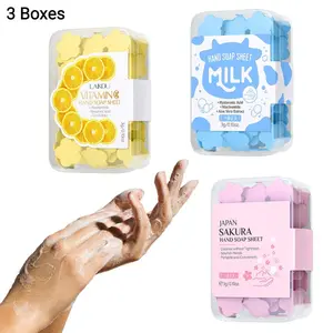 Portable Soap Sheets Disposable Hand Wash Paper Gentle Cleansing Vitamin C Milk Moisturize Skin Quick Dissolve Soap for Travel Camping & Outdoor