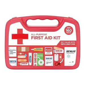 All-Purpose Portable Compact First Aid Kit for Minor Cuts, Scrapes, Sprains & Burns, Ideal for Home, Car, Travel, Camping and Outdoor Emergencies, 160 Pieces