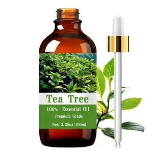 Tea Tree Essential Oil 100ML/3.38oz, Pure Perfume Grade Care, Hair & Skin Care, Massage, Diffuser Humidifier, Natural Scent, Long-Lasting Moisturizing