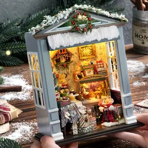 Cuteroom Wooden DIY Mini House Assembly Kit, Christmas Gift Decoration, Handmade Bedroom & Study Decor, Perfect for Valentine's Day, Birthday, Holidays, Wooden Playhouse