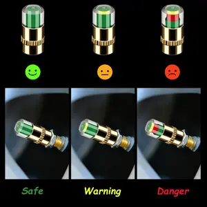 4PCS Car Tire Pressure Monitor Valve Stem Caps with 3-Color Sensor Indicator, Universal Auto Tire Pressure Alert for Cars, Motorbikes, Bicycles, Easy Install Safety Accessory