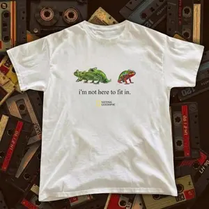 National Geographic white chameleon tee