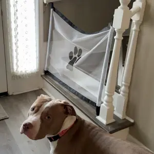 Primpick Indoor Outdoor Foldable Mesh Pet Fence with Door, High Standing Pet Barrier, Suitable for Stairs and Wide Doorways