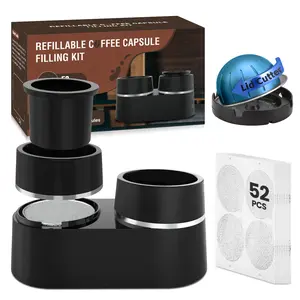 Reusable Double Pods Kit Compatible with Nespresso Pods Vertuo, Refillable Coffee Pods Espresso Accessories with 52 pcs Foil Seals Lids(No Pods Come)