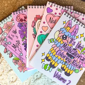 Build Your Own 2 Coloring Book, 8x10in, Top Bound Spiral, 20 Original Hand Drawn Designs Handmade Gifts Art Supplies Colorful Crafts