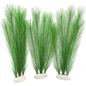 Aquarium Decorations 3Pcs Fish Tank Artificial Green Water Plants Made of Silk Fabrics Plastic