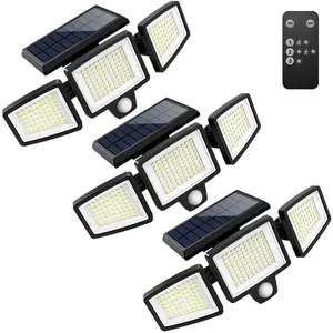 Solar Outdoor Lights 2500LM 210LED Security Lights,3 Heads Dimmable SpotLights with 3 Modes,IP65 Waterproof (1 Packs)Suitable for Backyard Garage
