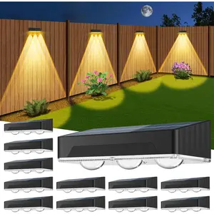 Solar Fence Lights Outdoor 12 Pack Upgraded High Brightness 3 LED Spot Lens  Deck Lights 7 Mode Warm&Cool White RGB Solar  Wall Lighting Decor for Outside Patio Step Backyard Railing