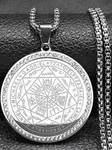 Solomon Protection Medal Pendant Necklace, Stainless Steel Jewelry for Party, Daily Clothing Decor, Trendy All-match & Exquisite Jewelry for Birthday Gift