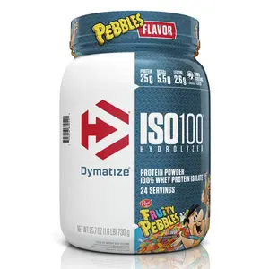 Dymatize ISO100 Hydrolyzed Whey Isolate Protein Powder Fruity Pebbles 24 Servings 25g Protein 5.5g BCAAs Gluten Free Low Carb Dietary Supplement - Edible
