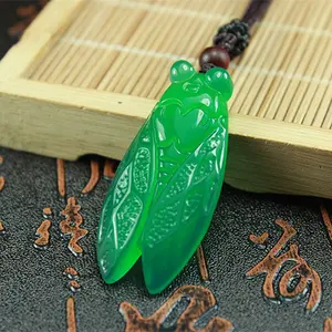 Natural Myanmar Jadeite Cicada Pendant Necklace Men Women Fine Jewelry Genuine Grade A Burma Jade Cicada Charm Lucky Amulets