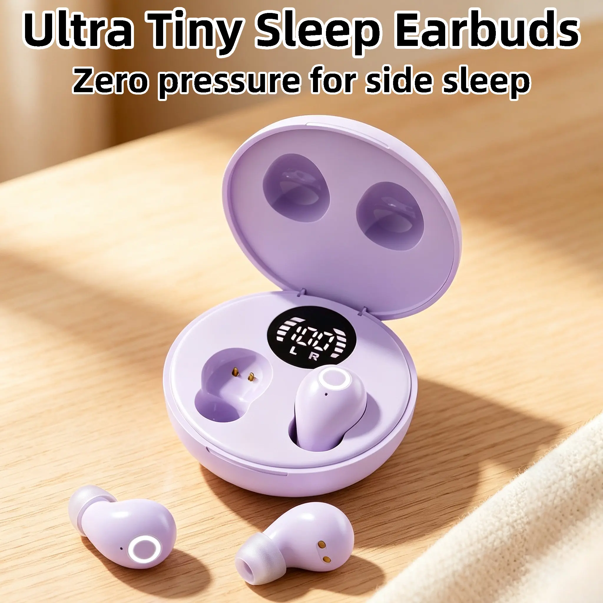 Hidden Mini In-Ear Bluetooth Sleep Buds - Active ANC Earbuds for Snoring Noise Blocking, Ultra-Light Ergonomic Headphones for Side-Sleeping Comfort, Skin-Friendly Fit for Long-Hour Wear Without Ear Soreness or Squeezing, Immersive Stereo Audio, Device, Ch