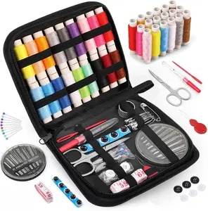 [New Deal] - Sewing Kit Gifts for Mom Grandma Women Men Adults Kids Teen Beginner Traveler, Portable Sewing Supplies Accessories Contains Thread, Needles, Scissors, College Dorm Room Essentials (Black, M)