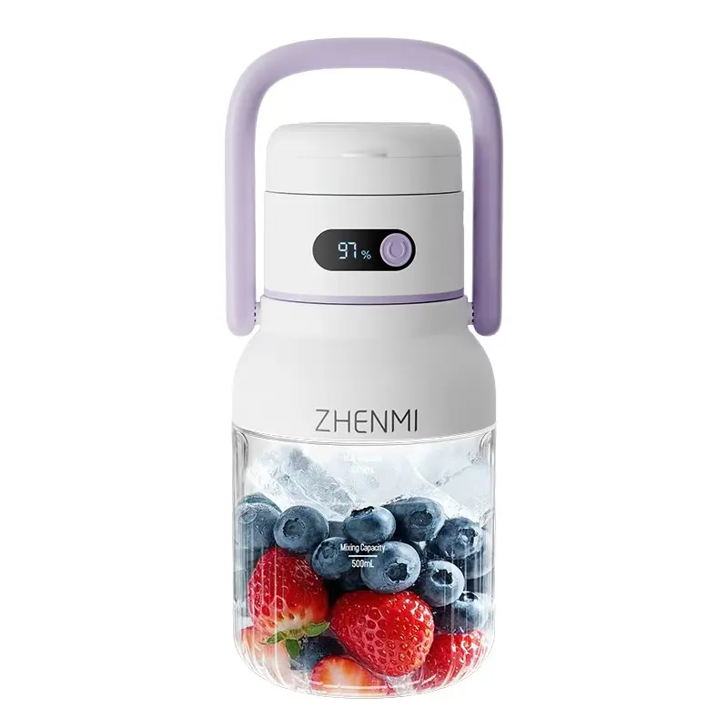 33oz Purple Cordless Portable Blender with USB Port, USB Rechargeable BPA-Free Personal Ice Crushing Blender for Shakes, Smoothies, Travel & Home Use, Large Volume