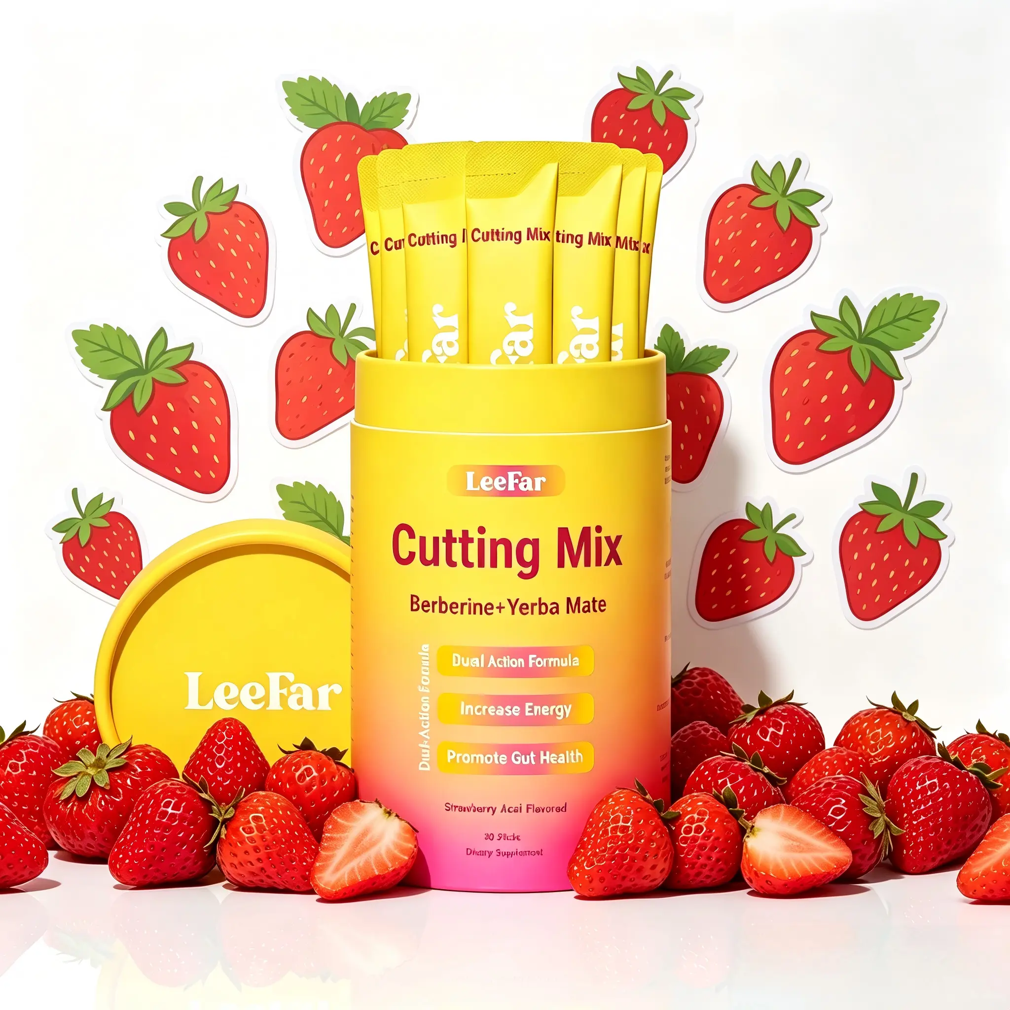 Strawberry Supplement | Cutting Drink Mix –| Strawberry Açaí Flavor – 30 Servings