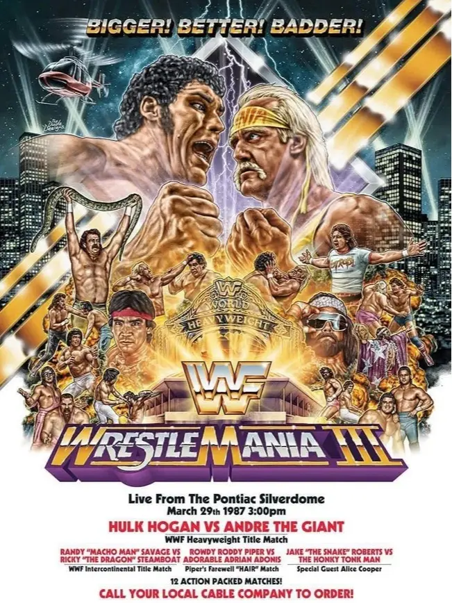WWE Wrestlemania 3 Huge Poster Hulk Hogan Andre The Giant 2025 Poster High Quality Photo Paper Unframed Gift For Special Events